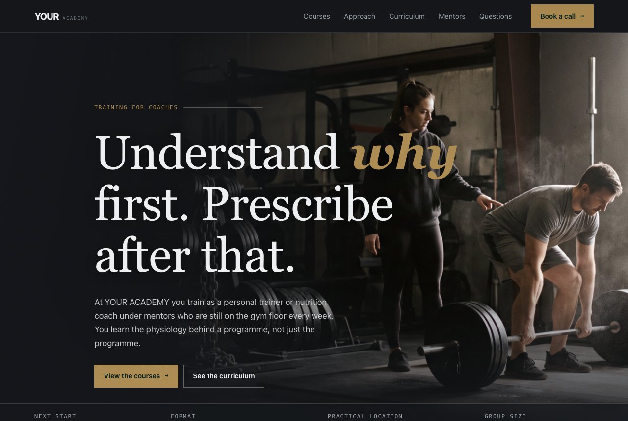 Home page of YOUR ACADEMY.